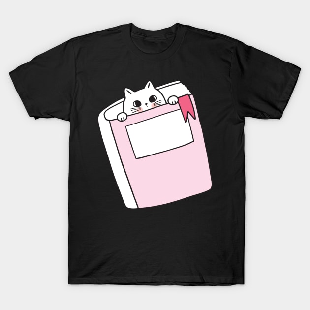 cat reading book T-Shirt by elhlaouistore